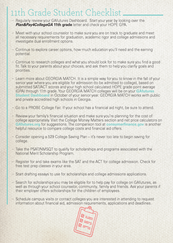 11th Grade Checklist